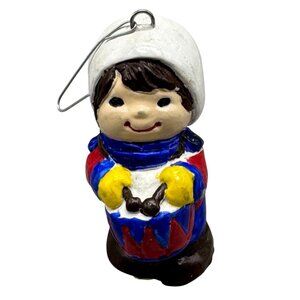 vintage JA company drummer boy tree Christmas ornament hand painted blue READ